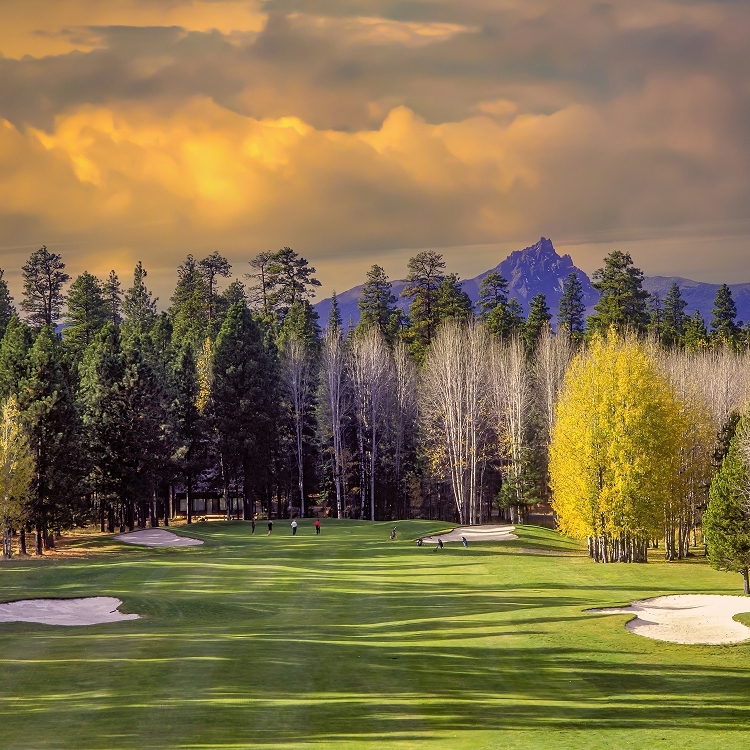 Oregon golf course at sunset
